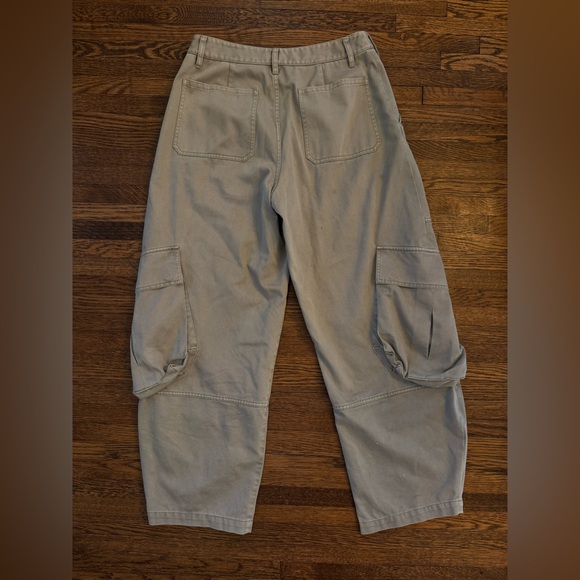 Frame Denim Wide Leg Army Green Cargo Bubble Pants in Sage Size 27 - Picture 9 of 9